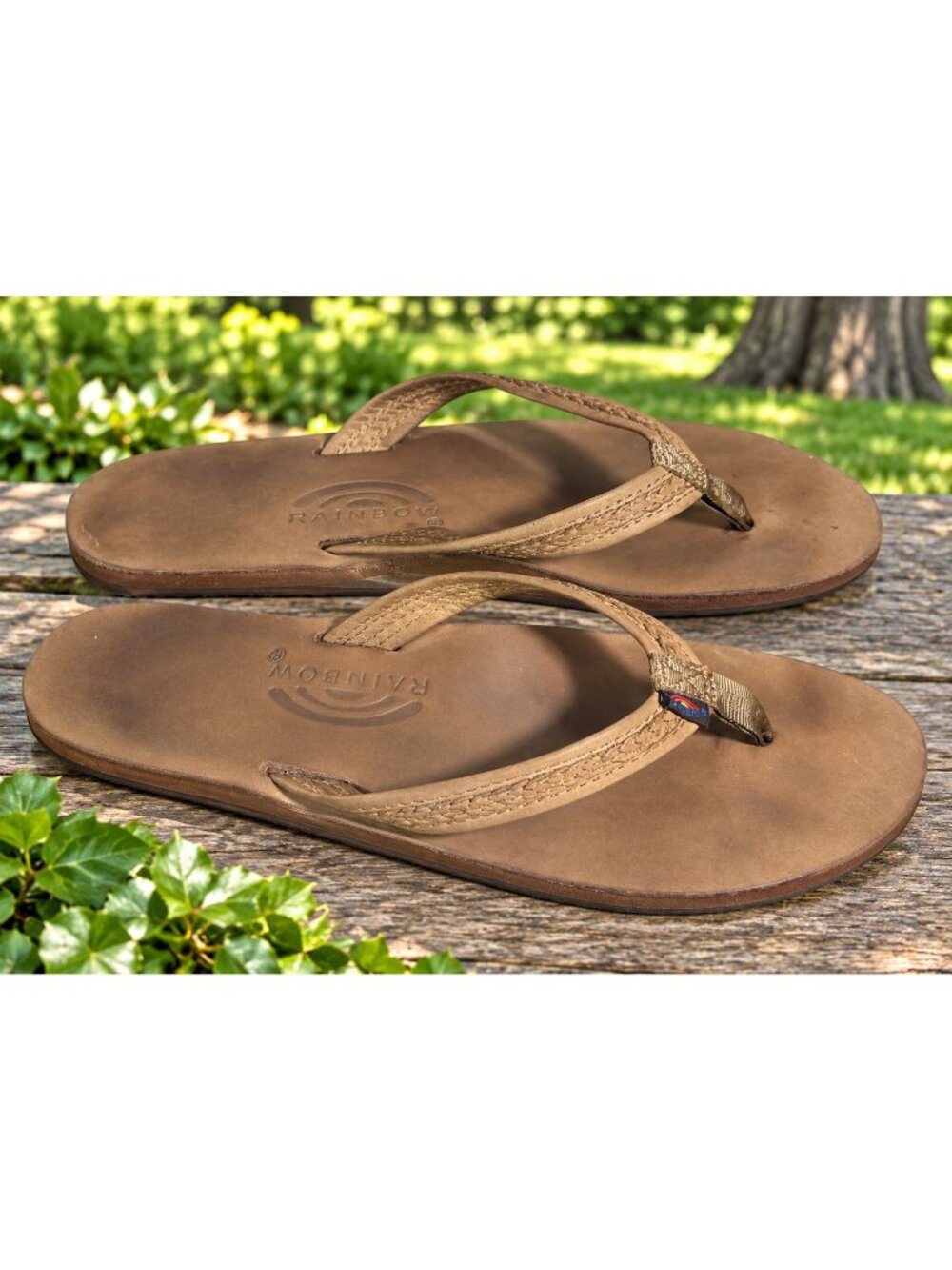 Rainbow WILLOW Womens Double Layer Arch Leather Braided Flip Flops Brown Sz 11